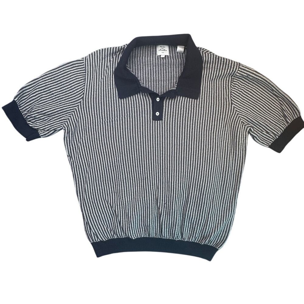 Max 'n Chester Shirt Striped Knit Polo Cotton Modal Blue XX
